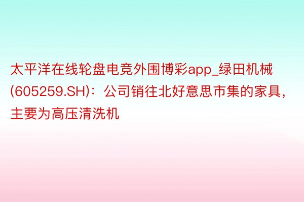 太平洋在线轮盘电竞外围博彩app_绿田机械(605259.SH)：公司销往北好意思市集的家具，主要为高压清洗机