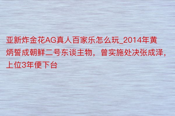 亚新炸金花AG真人百家乐怎么玩_2014年黄炳誓成朝鲜二号东